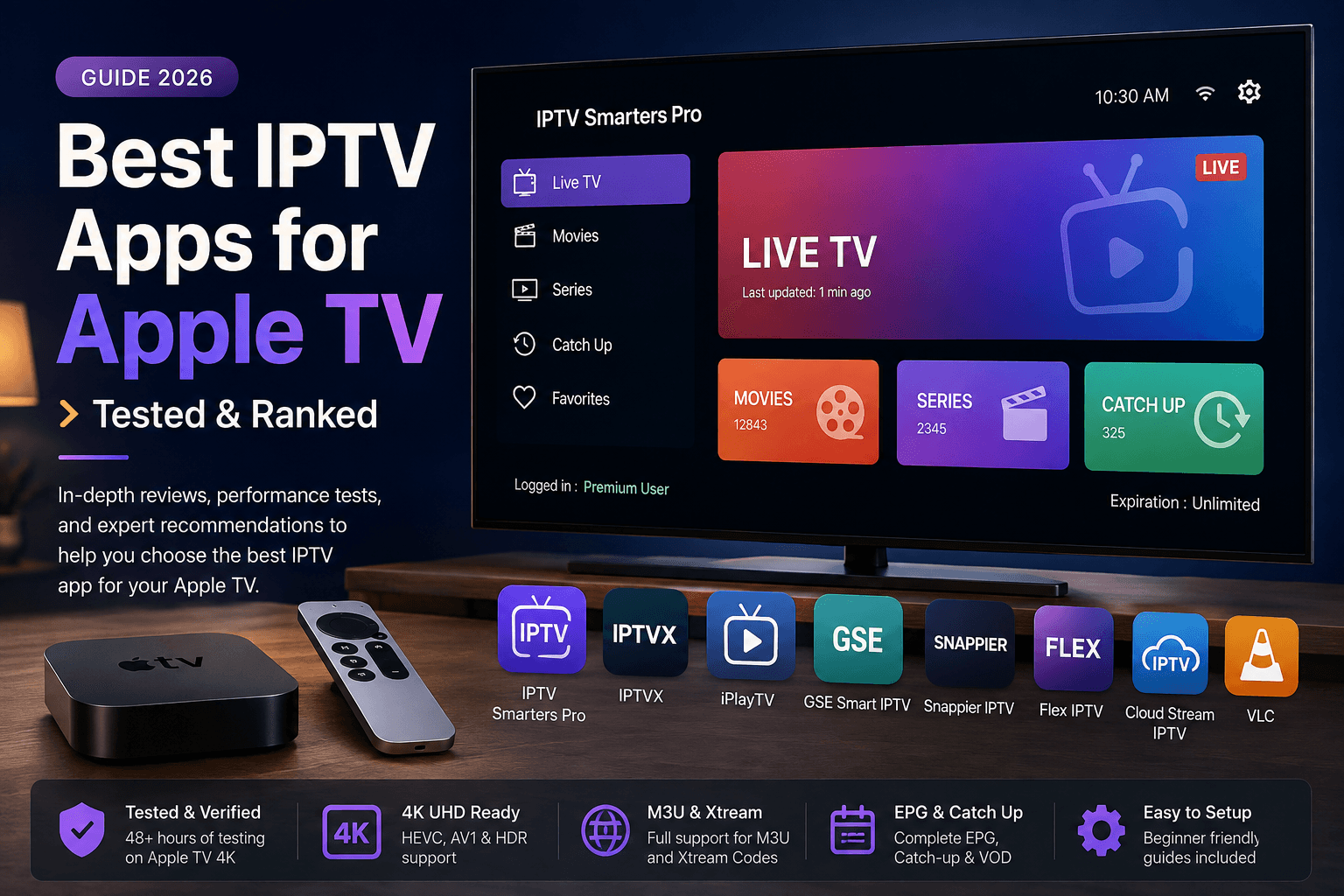 Best IPTV Apps for Apple TV in 2026 (Tested & Ranked)