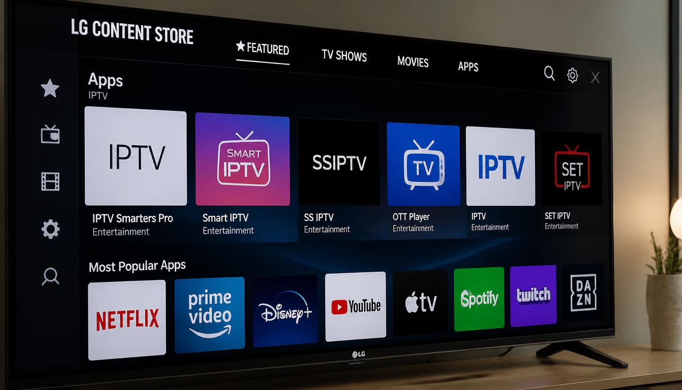 gpt image 2 Close up of an LG Smart TV running the webOS home interface with IPTV applicatio 0