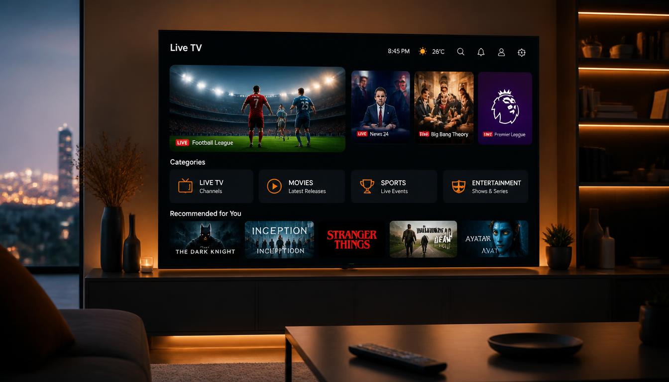 gpt image 2 A premium LG OLED Smart TV in a modern luxury living room displaying a beautiful 0