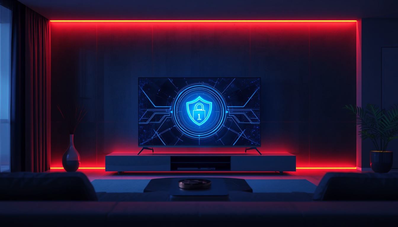 lucid origin Award winning editorial technology illustration showing a premium Smart TV strea 0