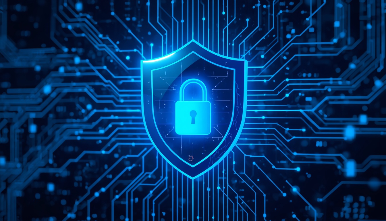 lucid origin Futuristic cybersecurity shield protecting online streaming glowing encrypted da 0