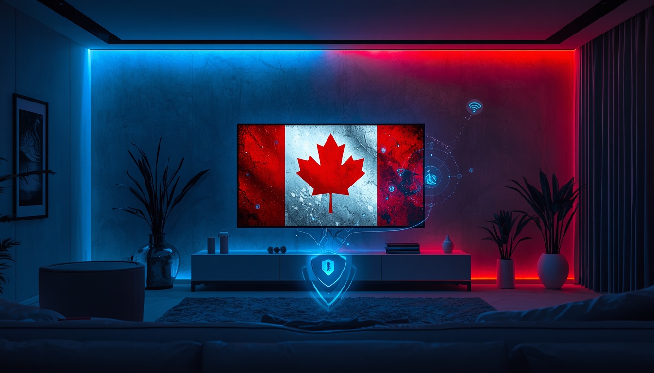 lucid origin Ultra realistic premium streaming setup in a modern Canadian living room large 4 0